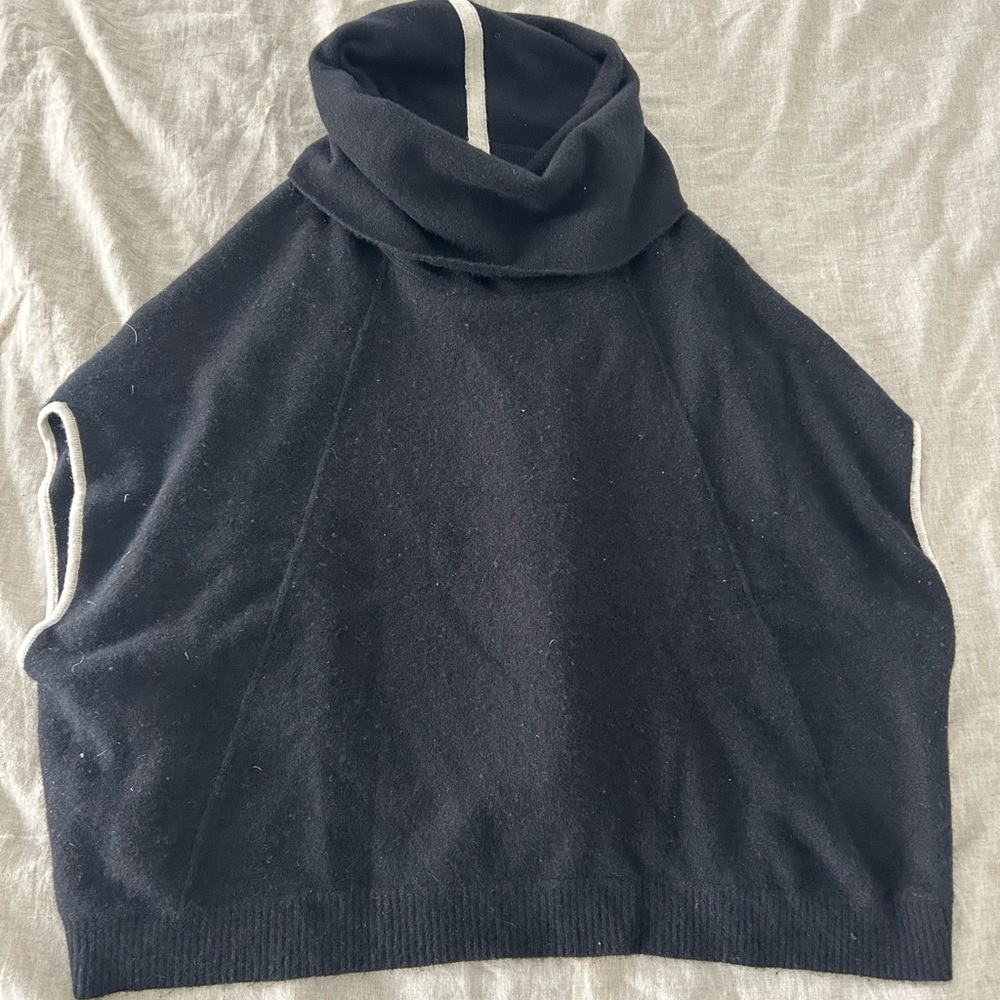 ☀️3/$25 duffy cashmere cowl neck sleeveless sweater xs/s black